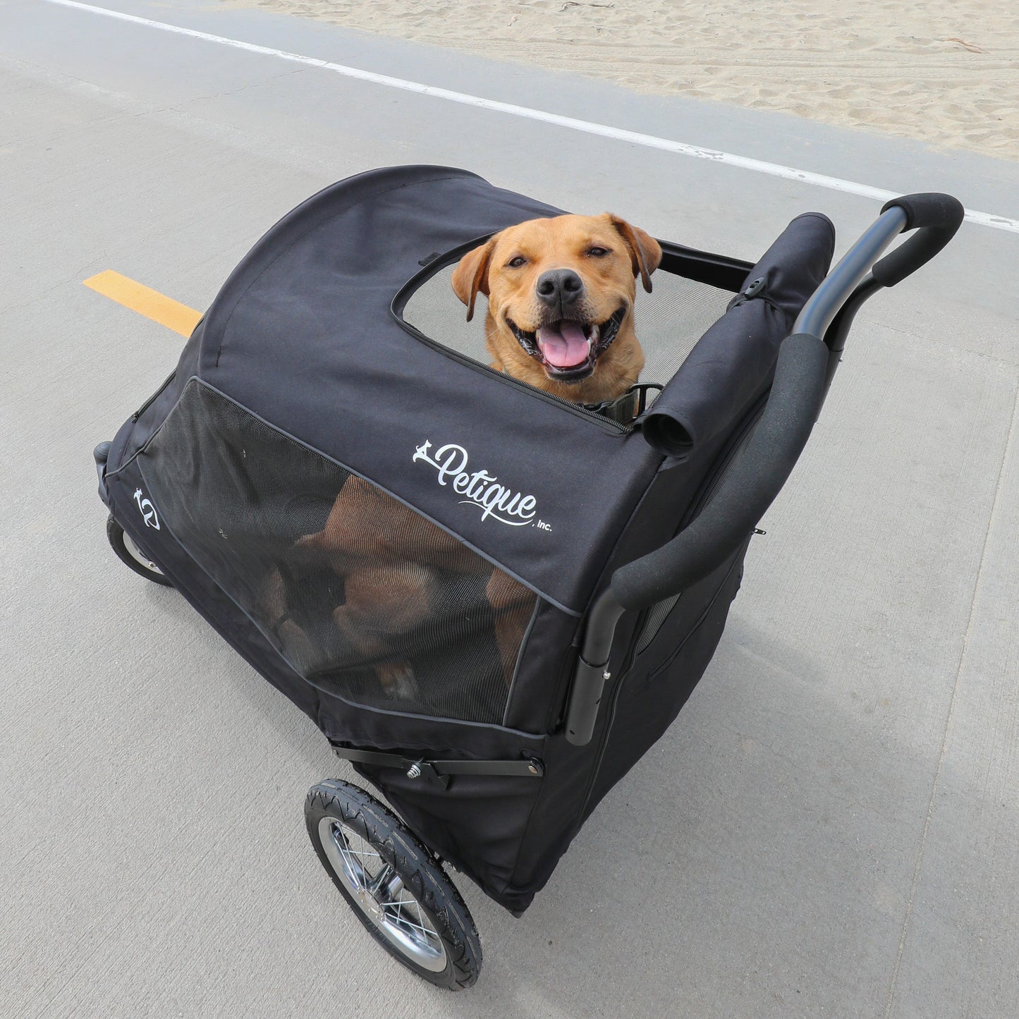 top window on pet stroller for dogs