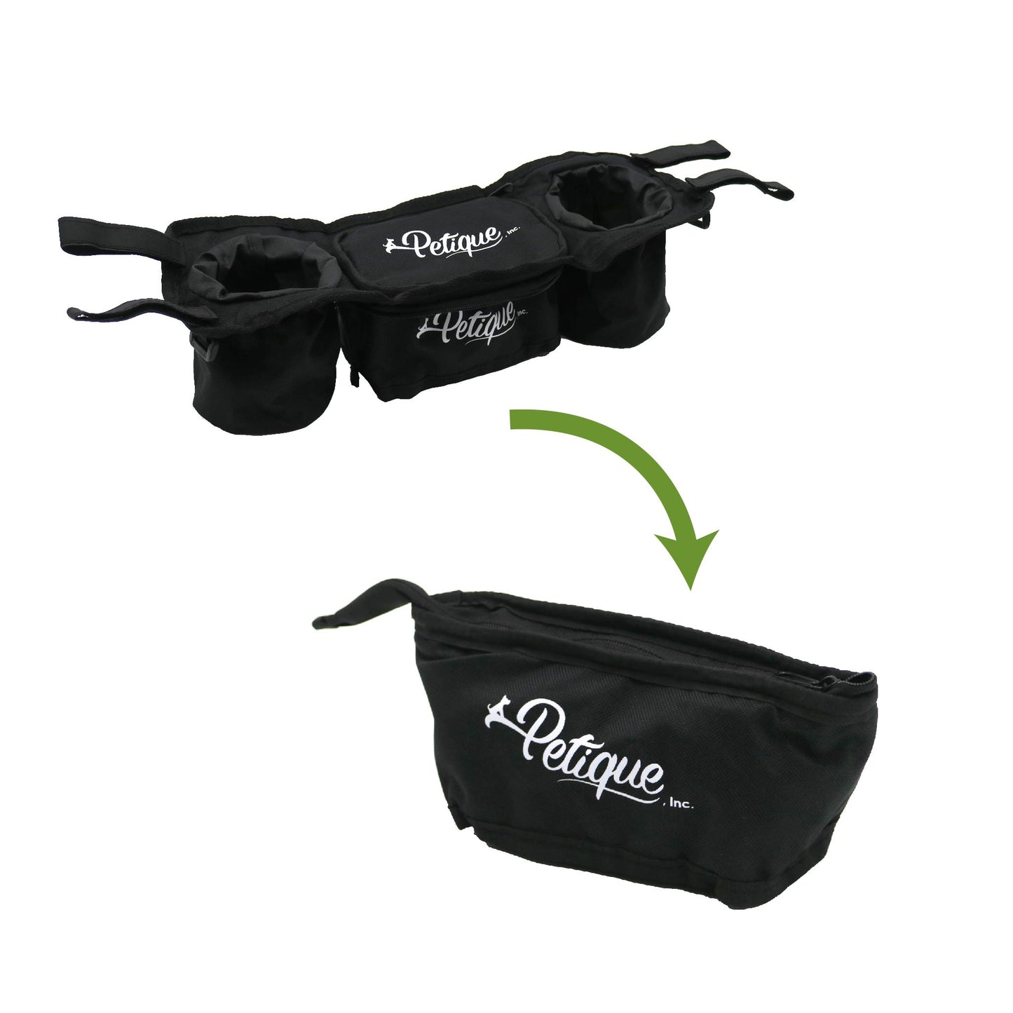 Portable Stroller Organizer: Easy Attach & Secure, Fits Pet Jogger/Stroller Handles, Stores Beverages, Phones, Treats, Keys, Foldable into Pouch, Secure Pocket, Holds 2 Cups, COMPATIBLE ONLY with our Trailblazer Pet Jogger & All Terrain Pet Jogger