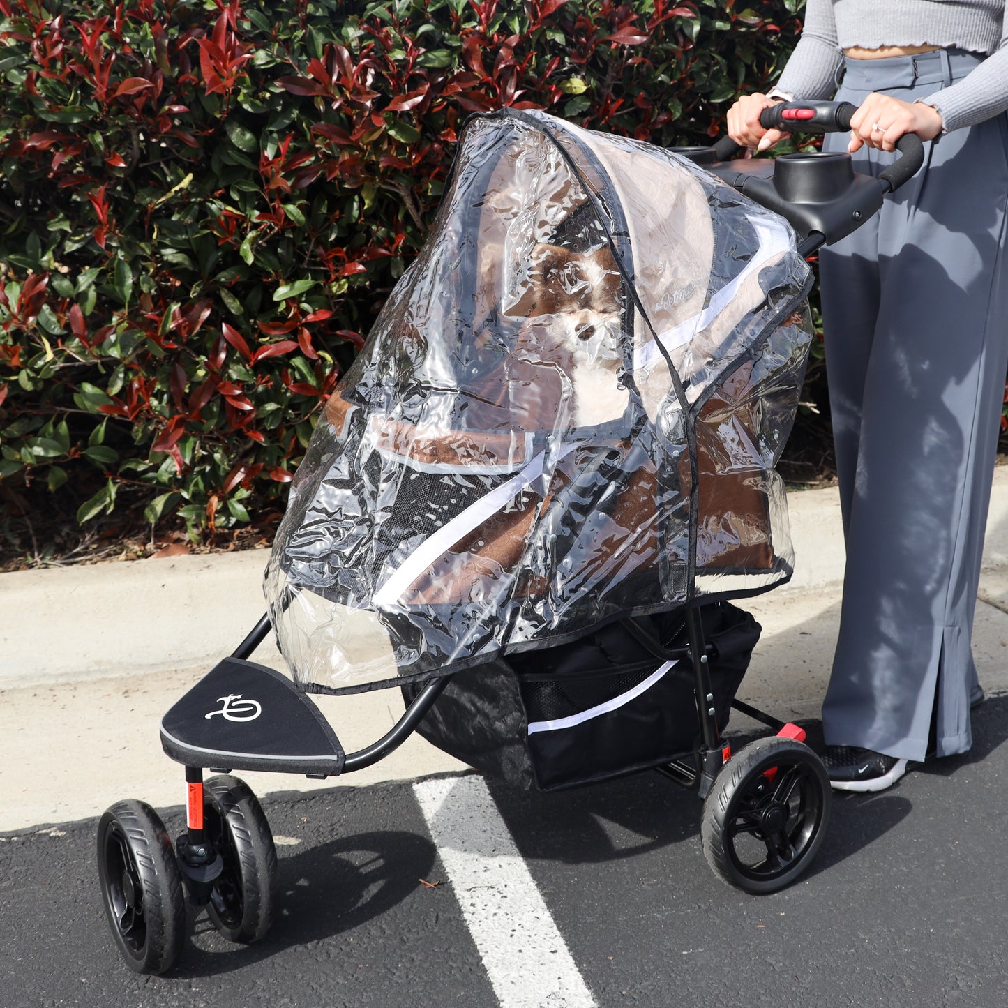 Pet Stroller Rain Cover ONLY, Weather Protection Snow/Rain/Wind Cover for Dog/Cat/Pet Stroller with Ventilation, Foldable, Clear, One Size (COMPATIBLE WITH PETIQUE STROLLERS ONLY)