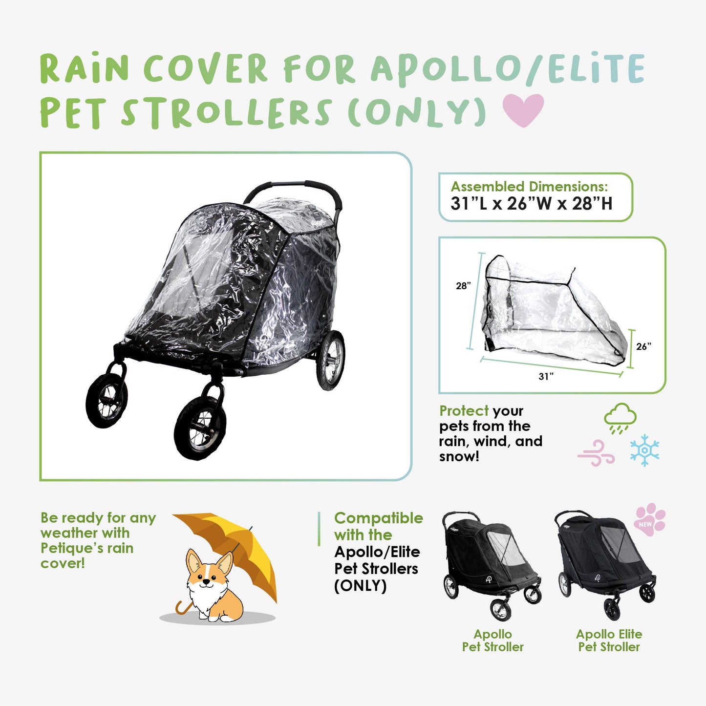 rain cover for apollo pet stroller