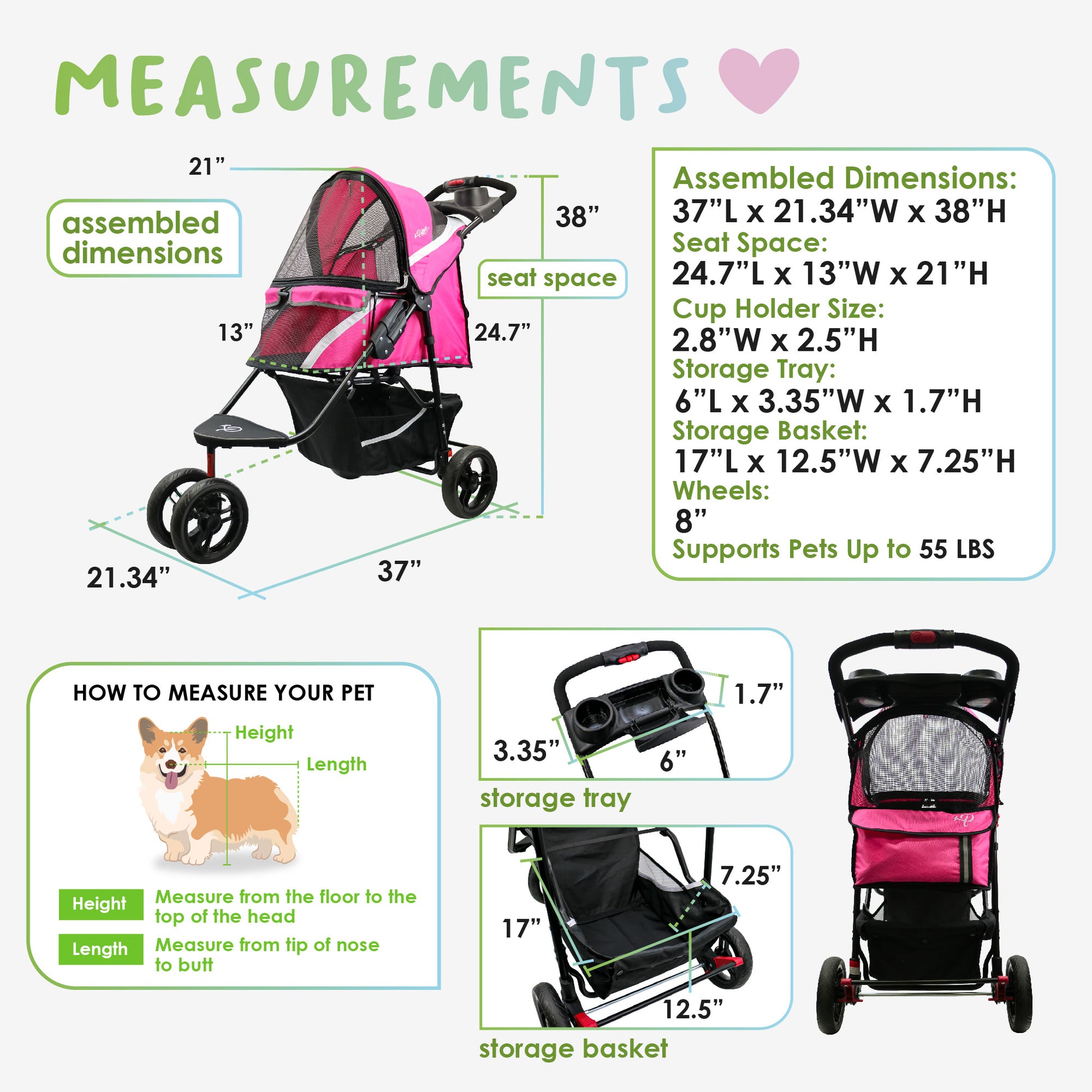 revolutionary pet stroller measurements