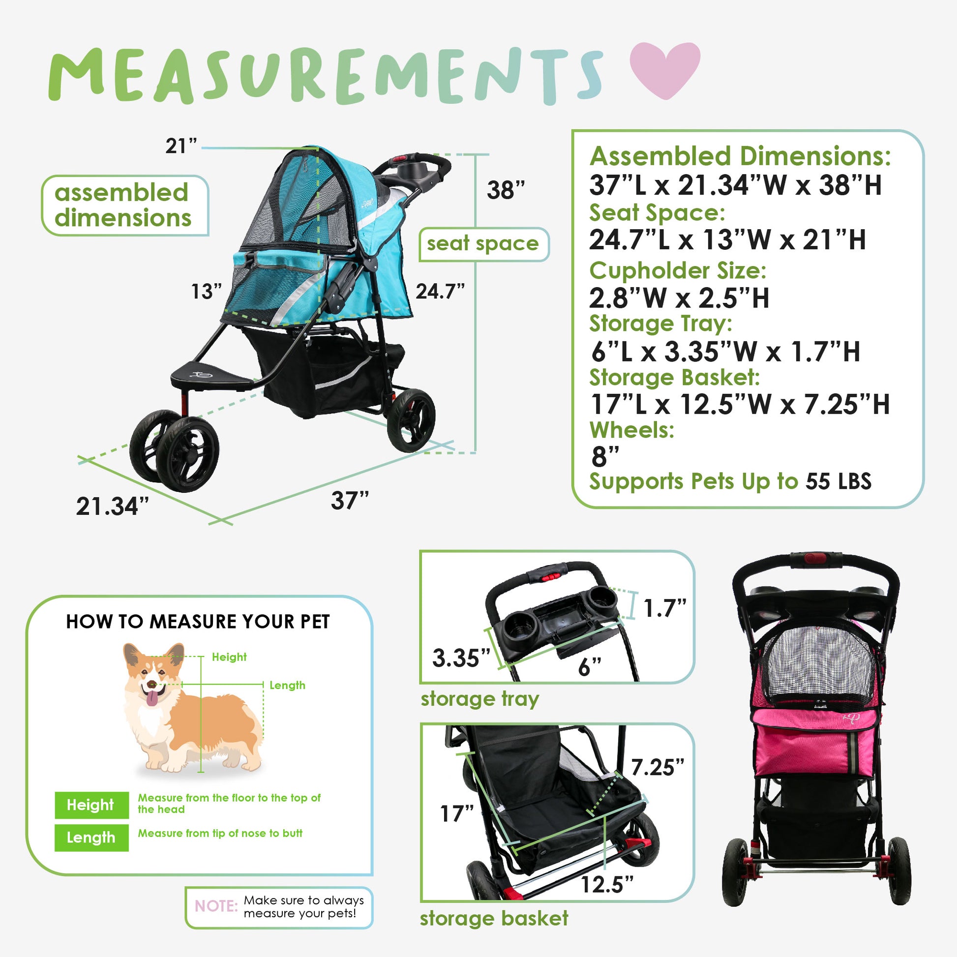 revolutionary pet stroller measurements