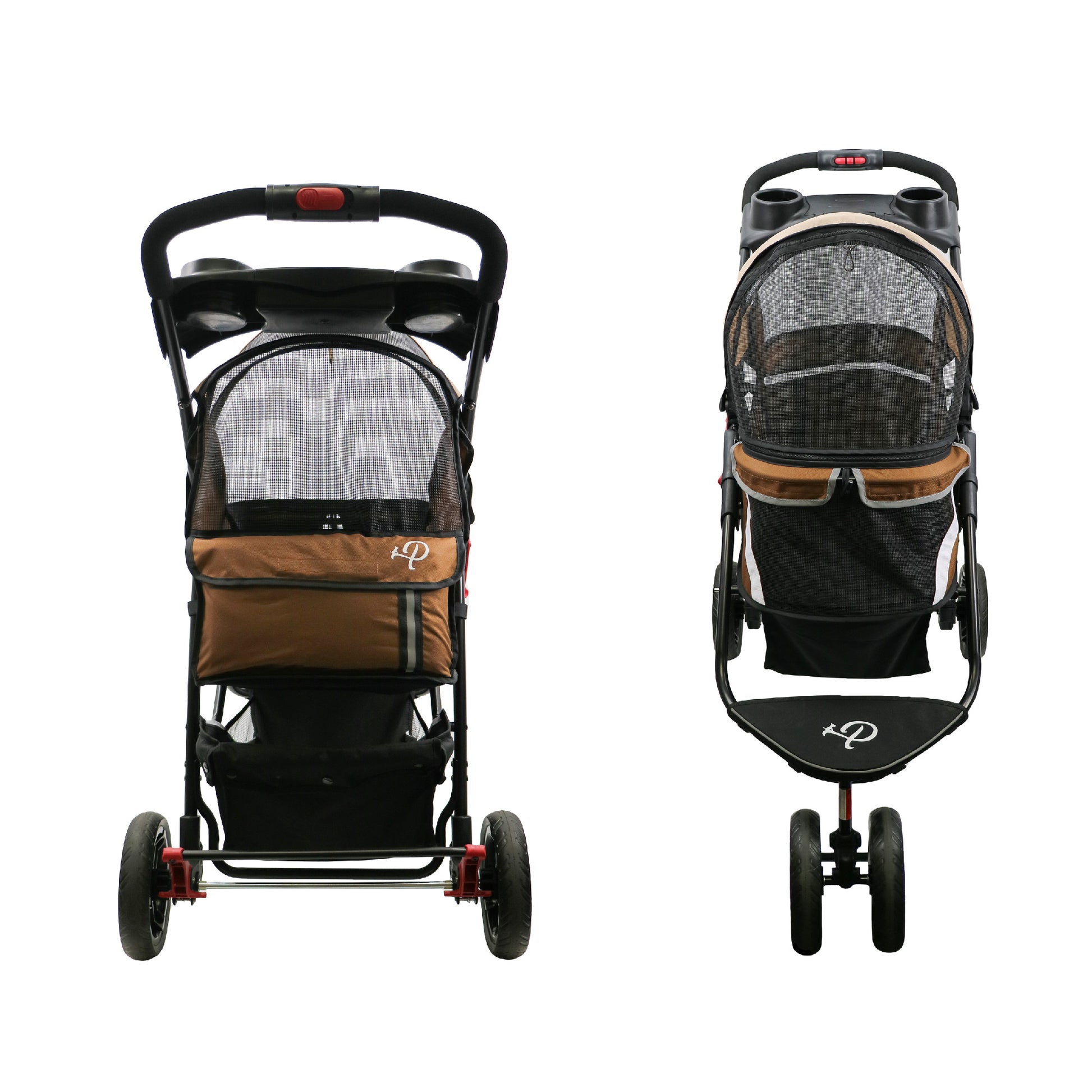 revolutionary pet stroller milky way brown front and back