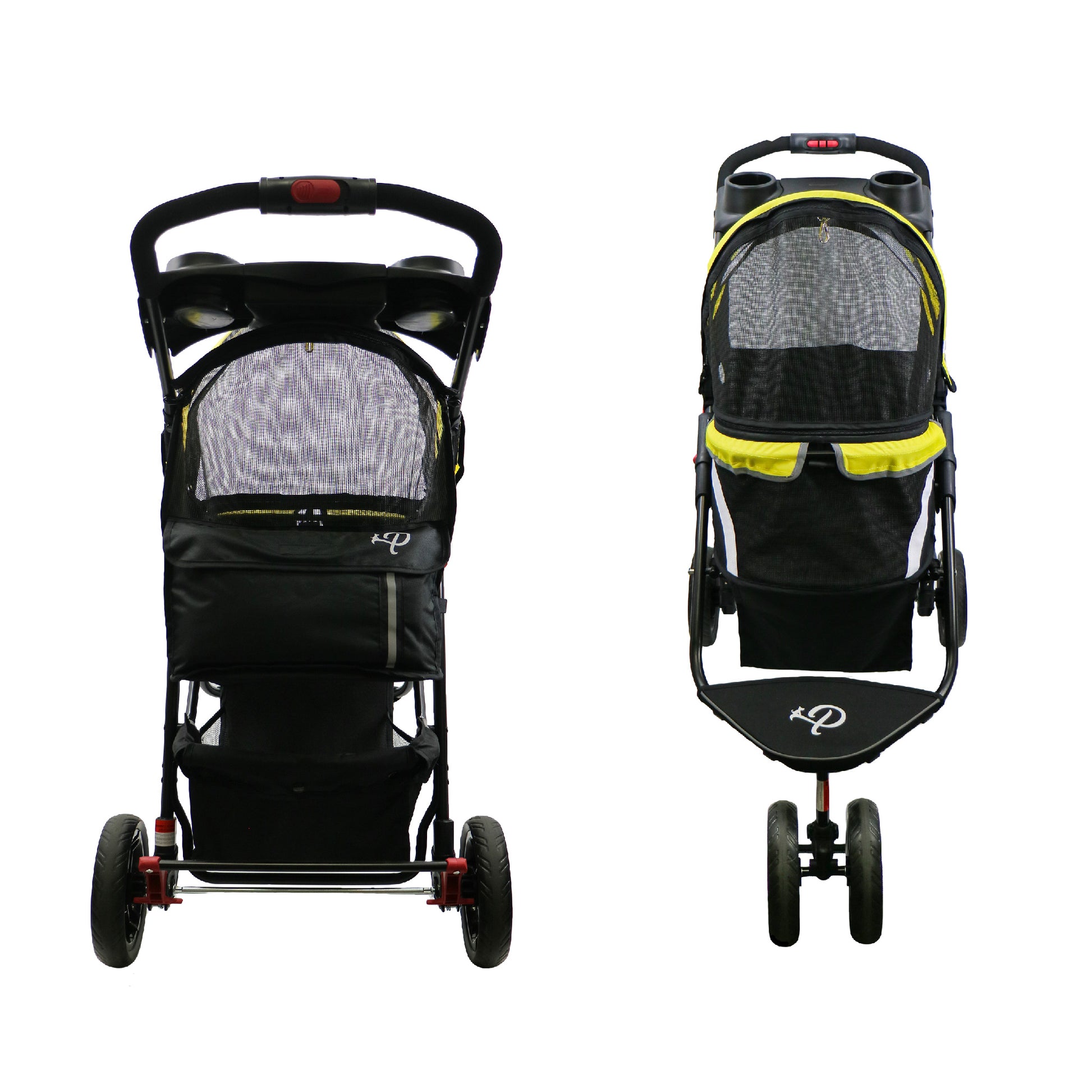 Revolutionary Durable Pet Stroller, Easy Fold, Quality mesh Windows, Large Storage Basket, Secure Cup Holder Tray, Small/Medium Dogs, Cats and Pets,