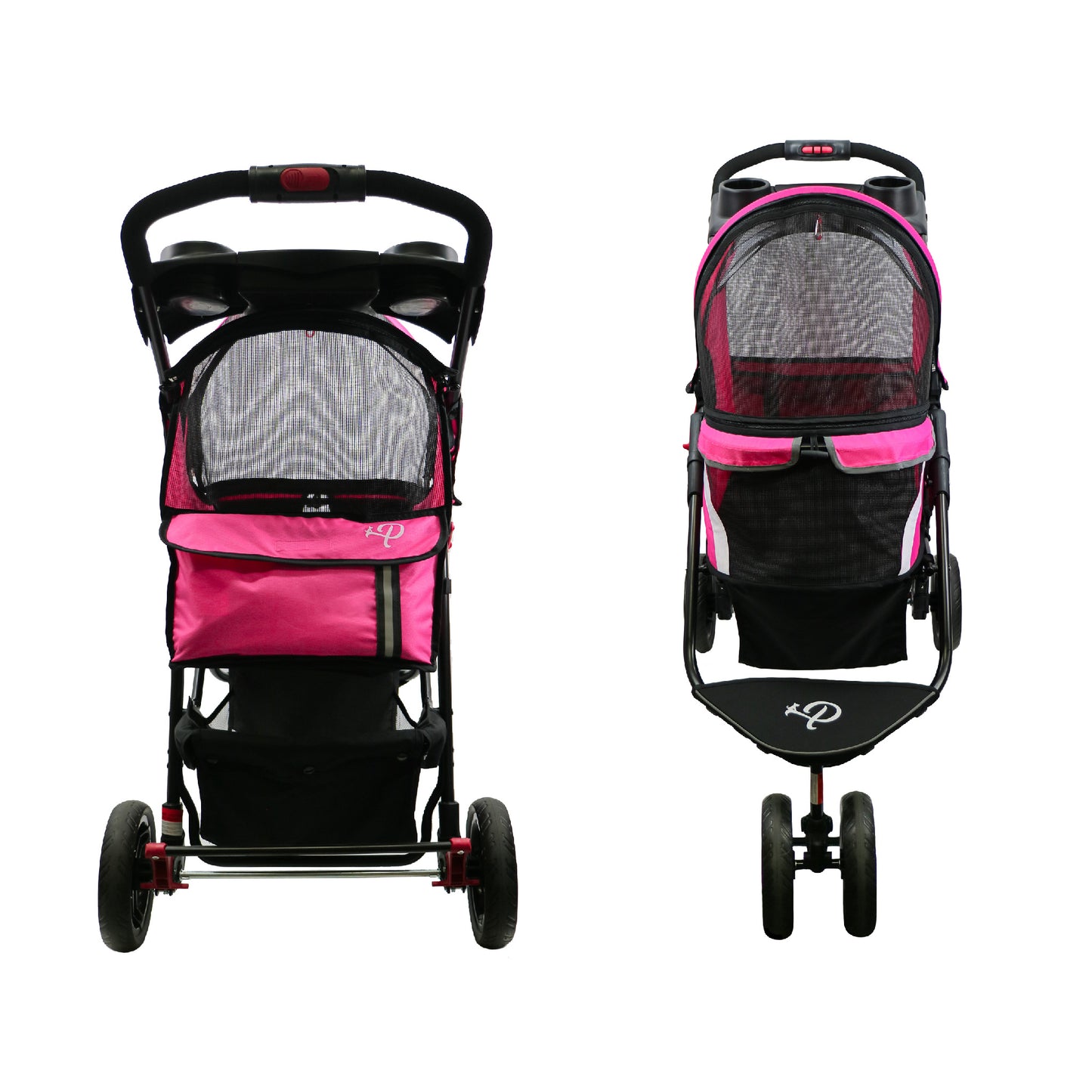 pink supernova revolutionary pet stroller front and back