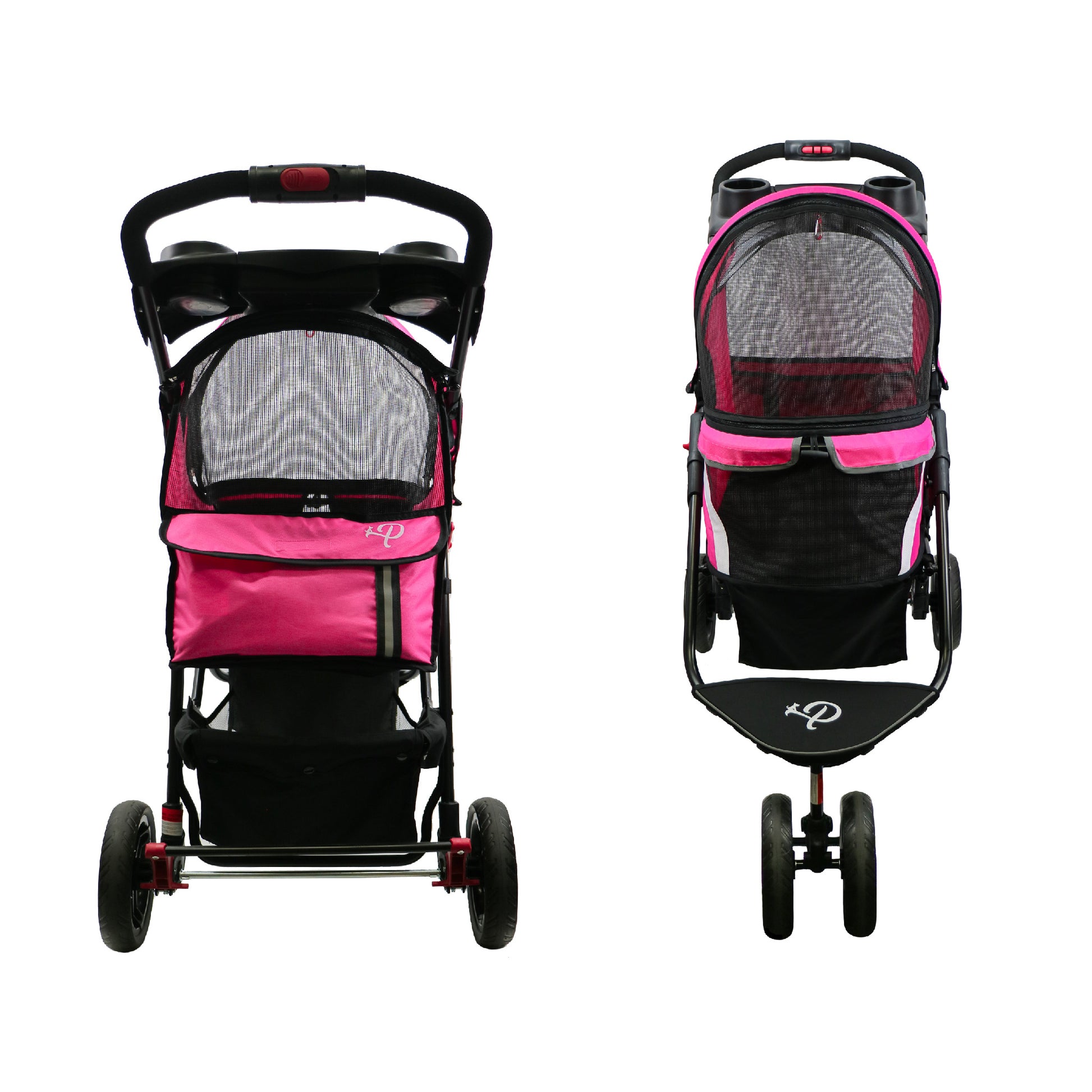 pink supernova revolutionary pet stroller front and back