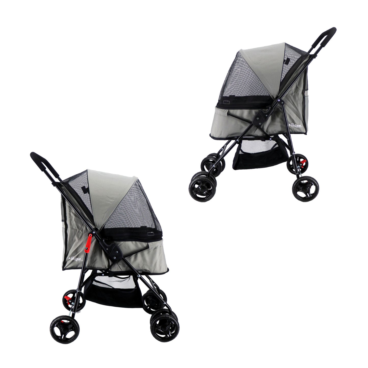 rollin pet stroller gray side view