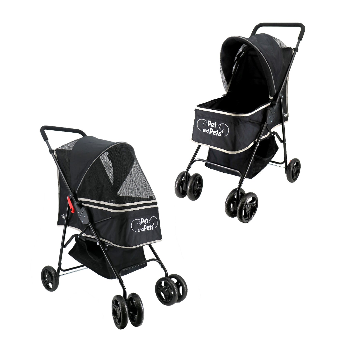 rollin pet stroller 3/4 view