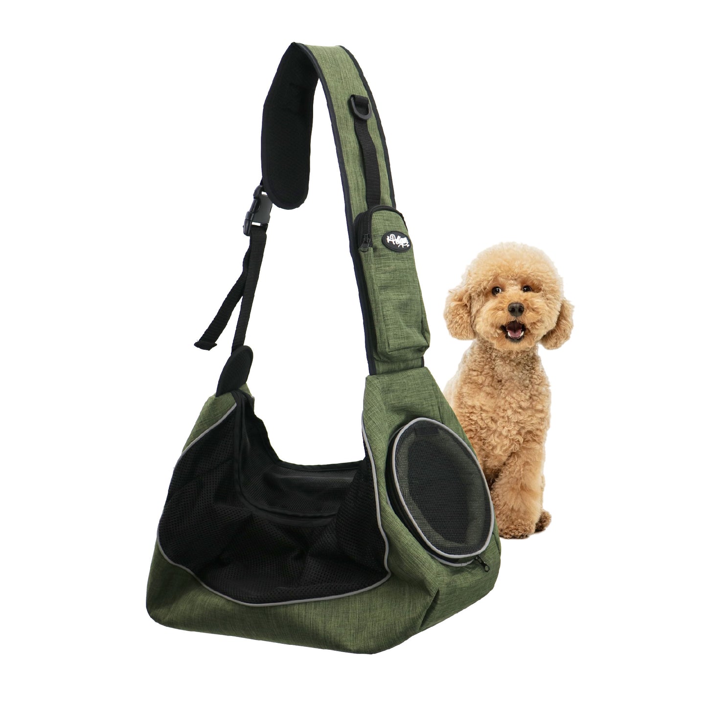 Sling Pet Carrier: Hands-Free, Over-the-Shoulder, Adjustable Leash, Padded Strap, Pee Pad Insert, Secure Pocket, Sturdy Board for Dogs, Cats, Small Animals, Supports up to 22 LBS