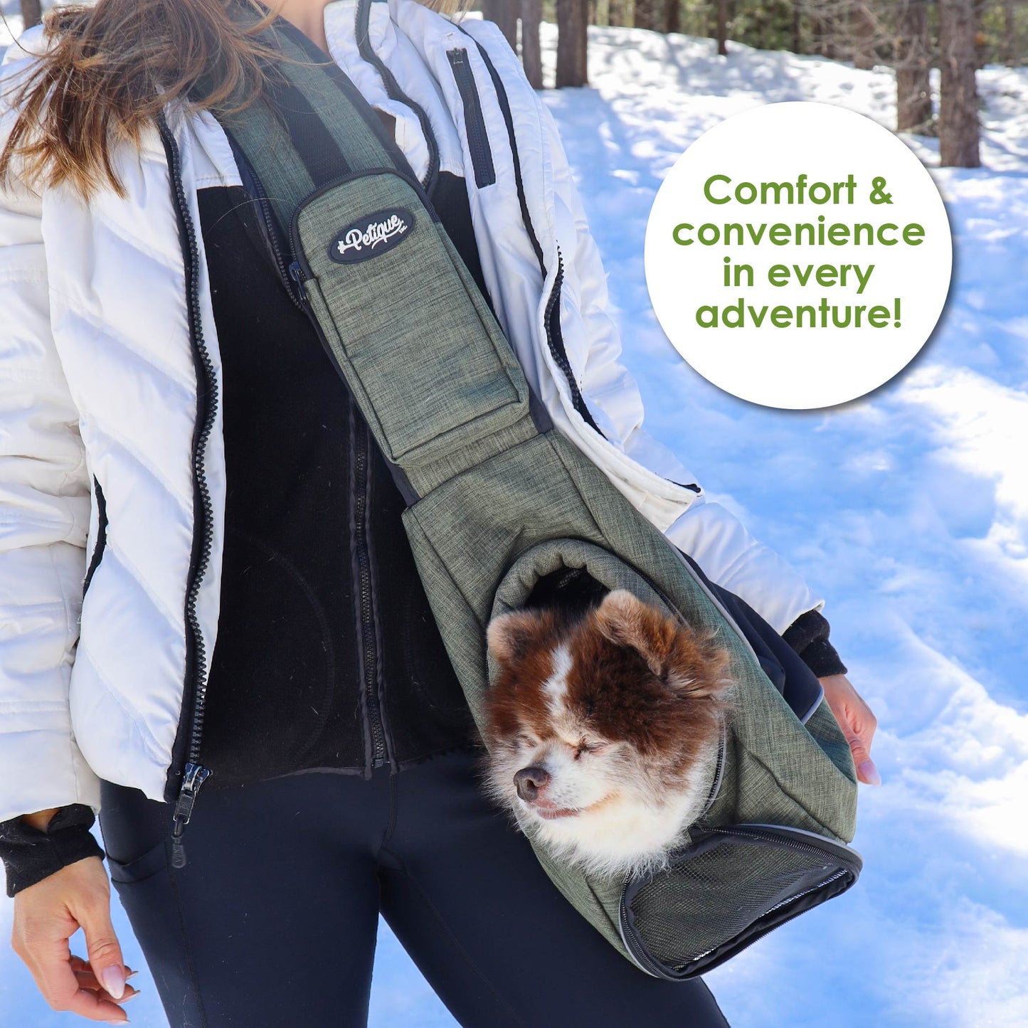 Sling Pet Carrier: Hands-Free, Over-the-Shoulder, Adjustable Leash, Padded Strap, Pee Pad Insert, Secure Pocket, Sturdy Board for Dogs, Cats, Small Animals, Supports up to 22 LBS