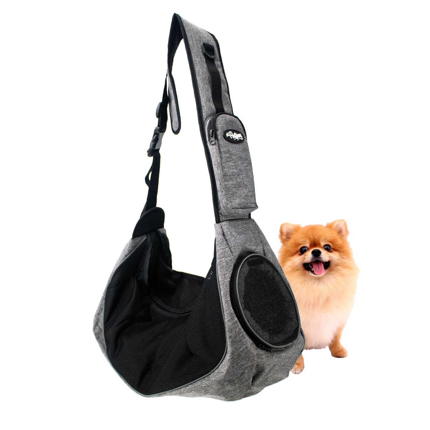 Sling Pet Carrier: Hands-Free, Over-the-Shoulder, Adjustable Leash, Padded Strap, Pee Pad Insert, Secure Pocket, Sturdy Board for Dogs, Cats, Small Animals, Supports up to 22 LBS