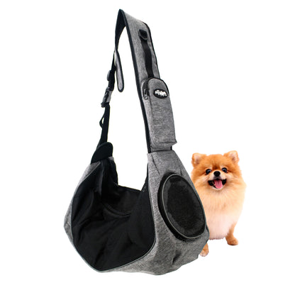 Sling Pet Carrier: Hands-Free, Over-the-Shoulder, Adjustable Leash, Padded Strap, Pee Pad Insert, Secure Pocket, Sturdy Board for Dogs, Cats, Small Animals, Supports up to 22 LBS