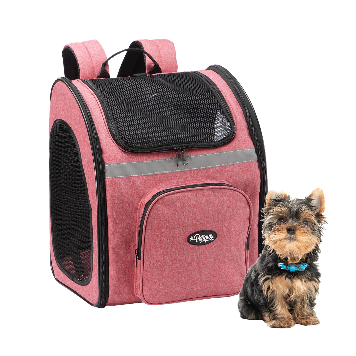 The Backpacker Pet Carrier for Small Dogs/Cats/Pets, Storage Pocket, Luggage Handle Slit, Leash Inside, Adjustable Straps, Reversible Mat, 3 Entryways, Folds Flat, Reflective Strip