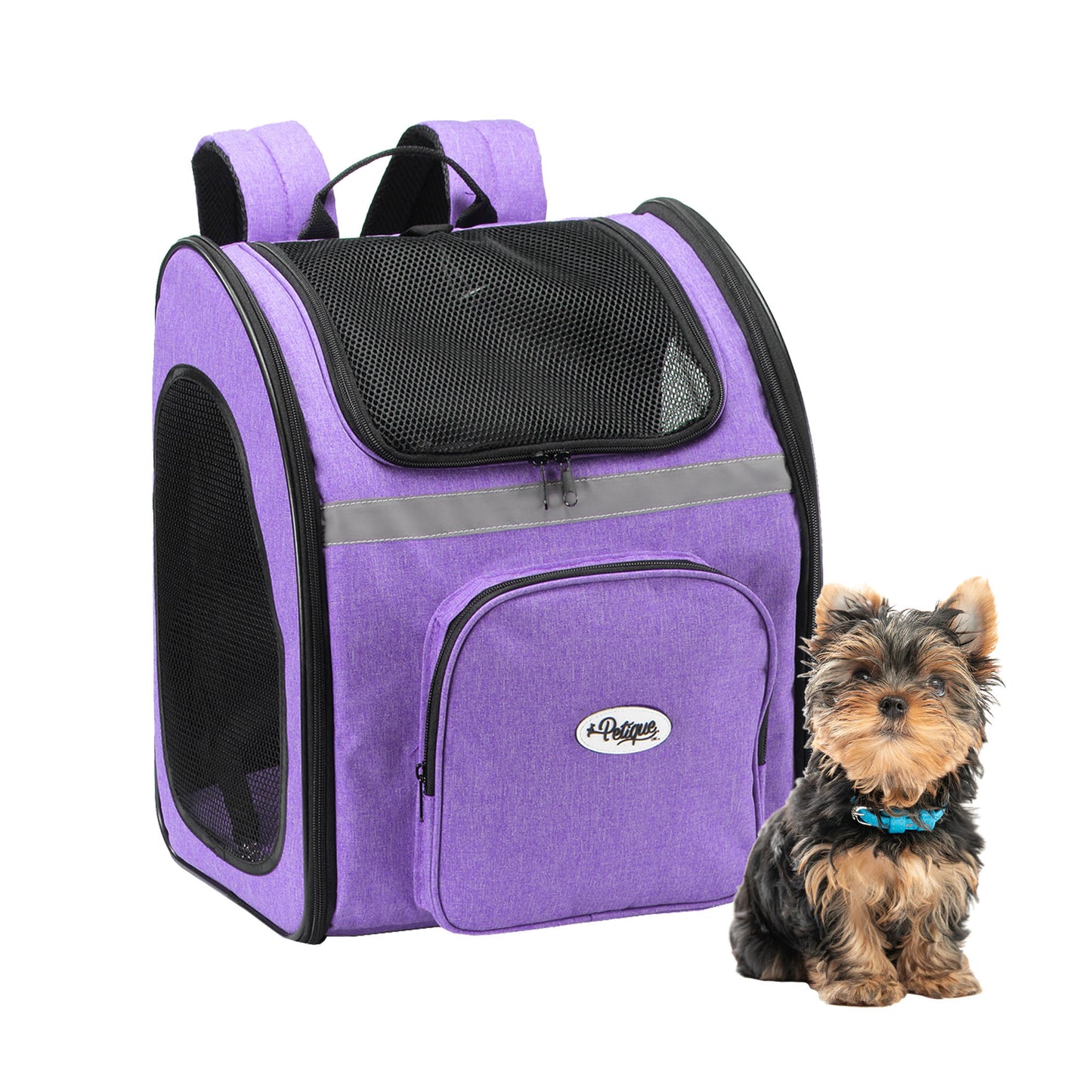 The Backpacker Pet Carrier for Small Dogs/Cats/Pets, Storage Pocket, Luggage Handle Slit, Leash Inside, Adjustable Straps, Reversible Mat, 3 Entryways, Folds Flat, Reflective Strip