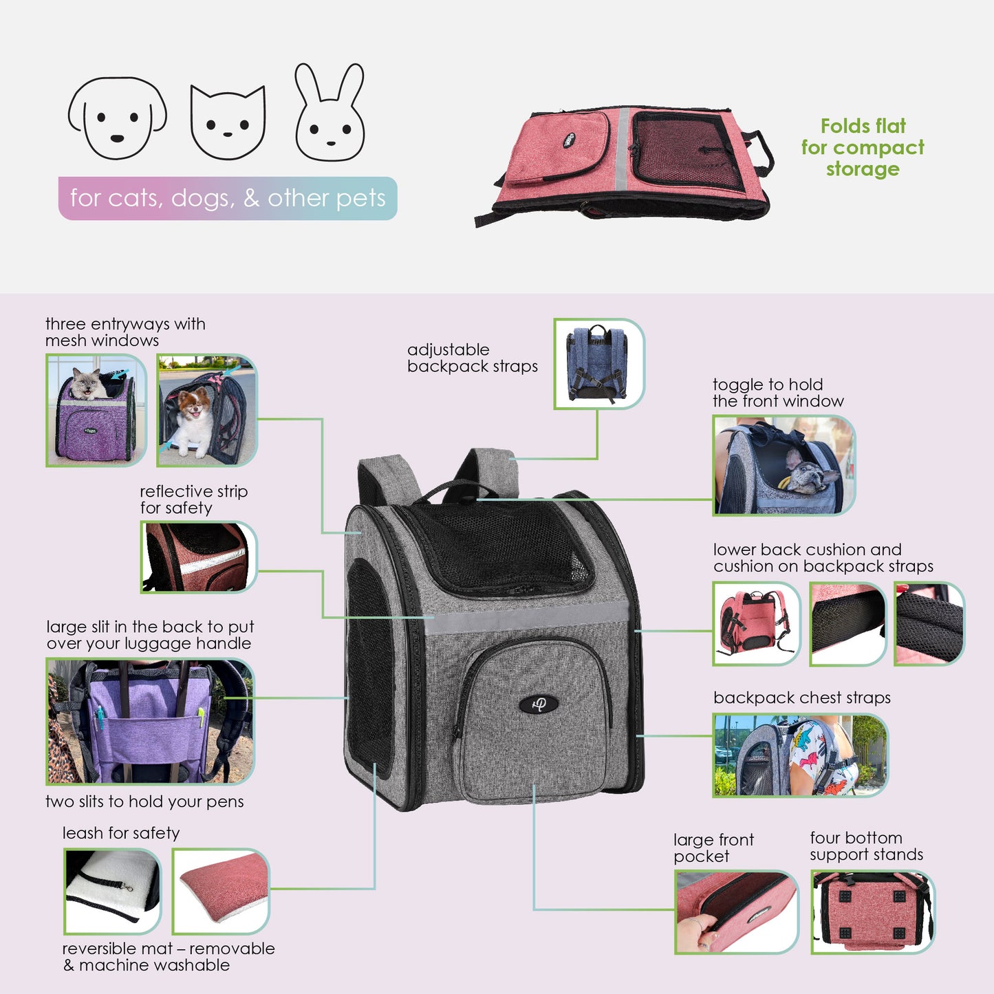 the backpack pet carrier features