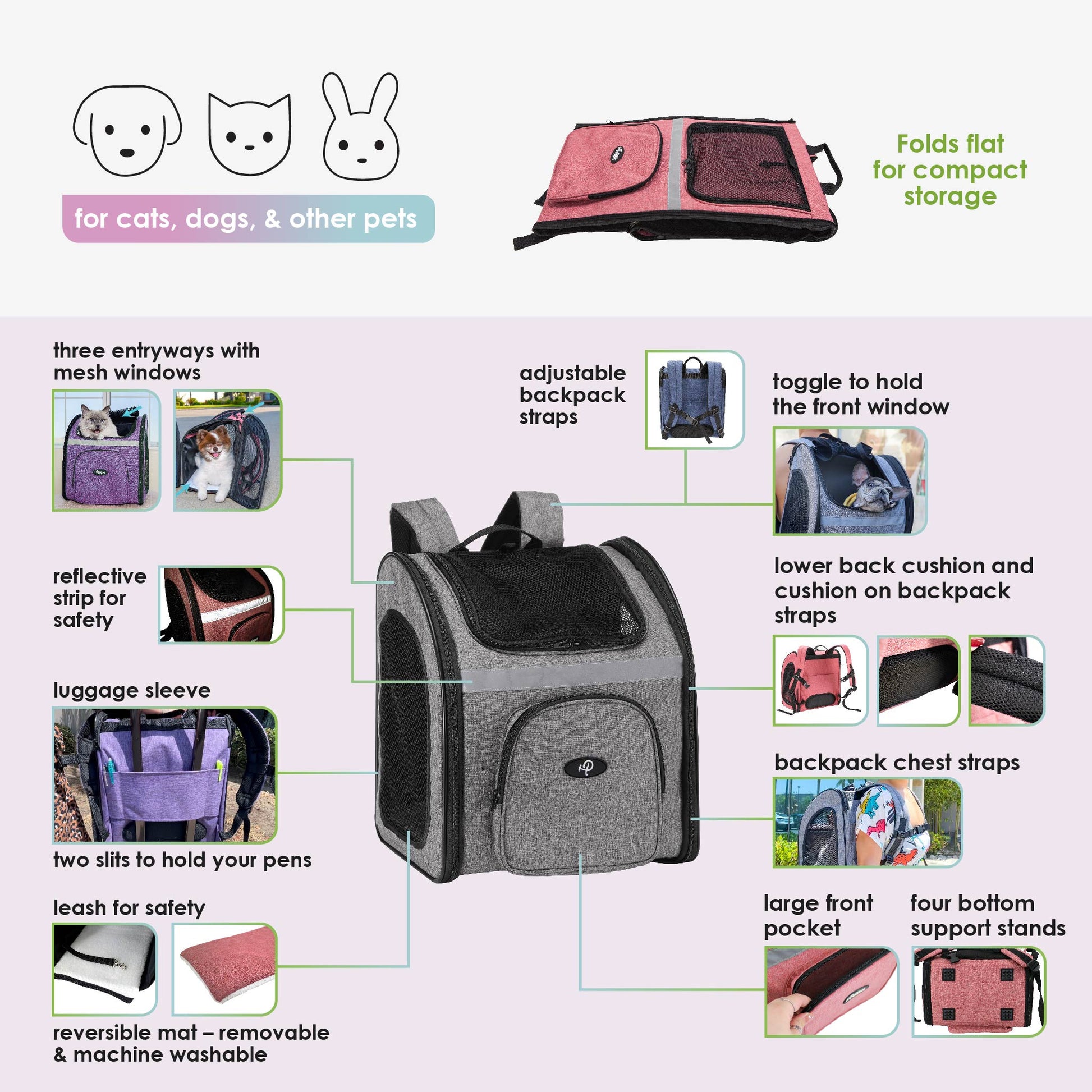 the backpack pet carrier features