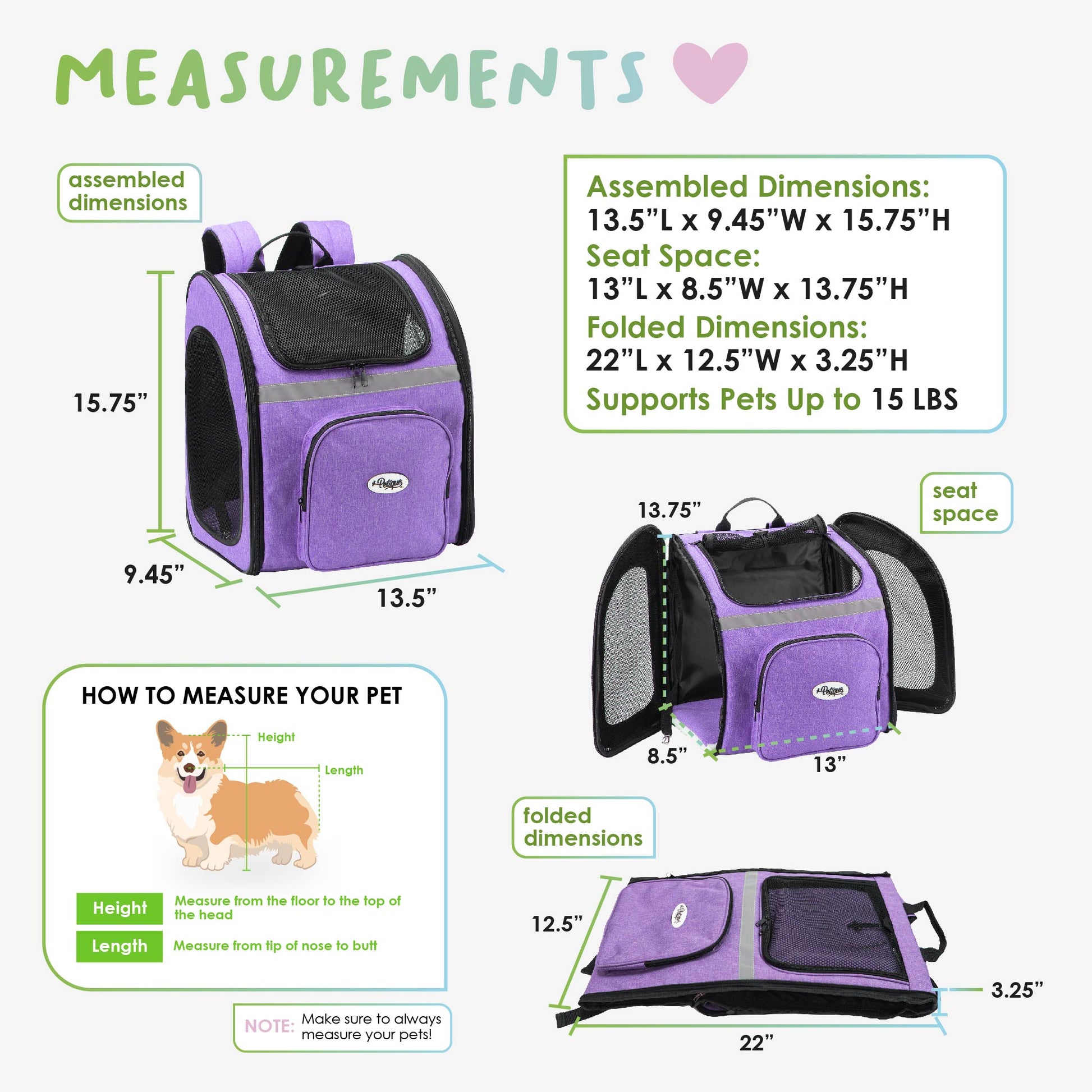 the backpacker pet carrier measurements