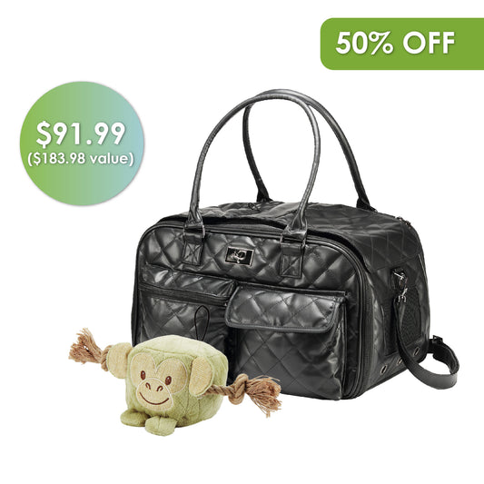 The Lux Pet Carrier + Chunky Monkey Dog Toy Bundle