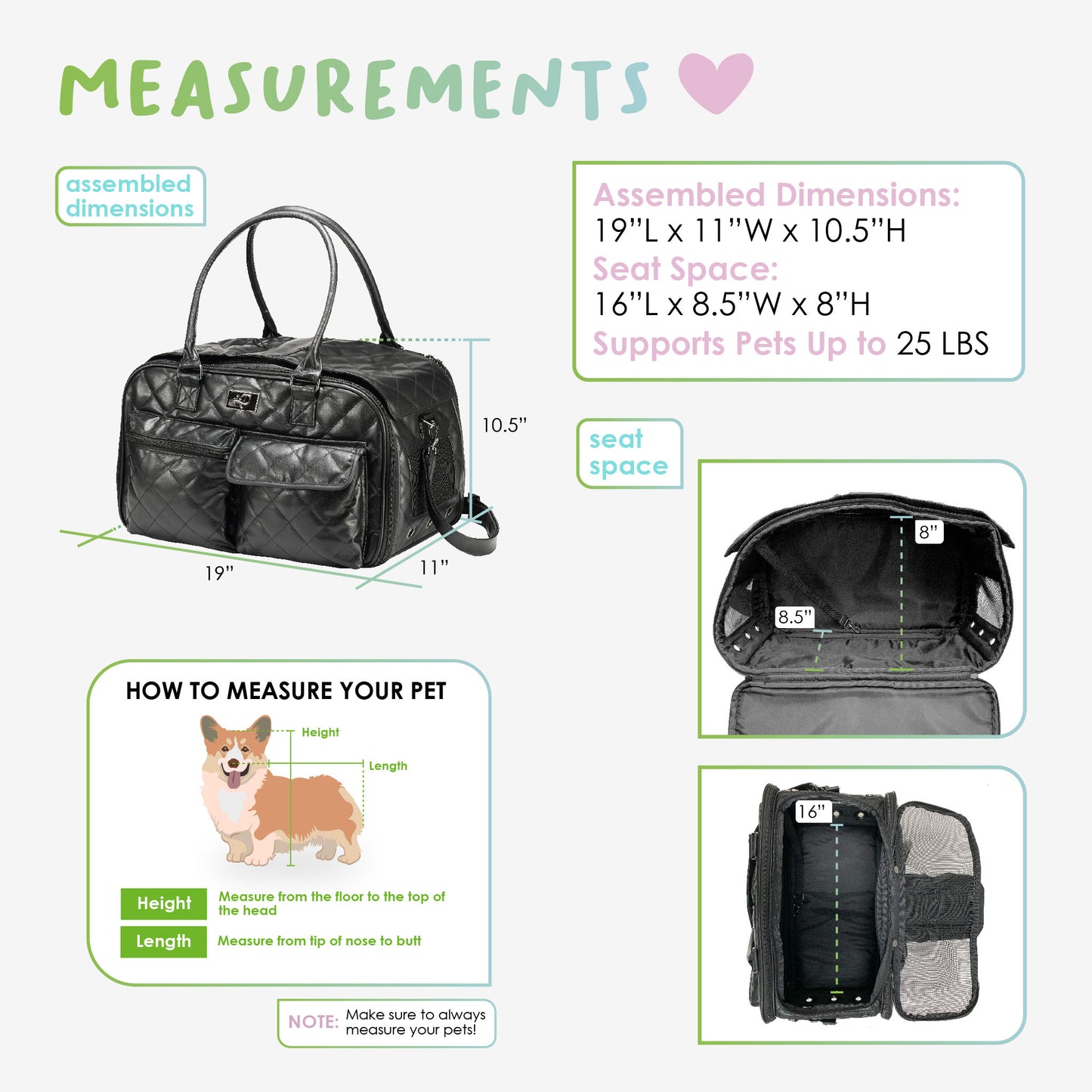the lux pet carrier measurements