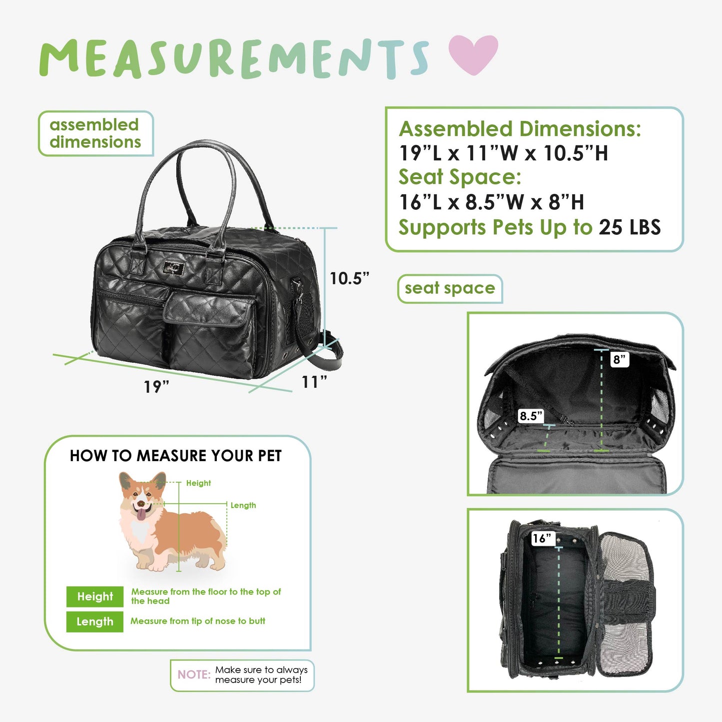 the lux pet carrier measurements