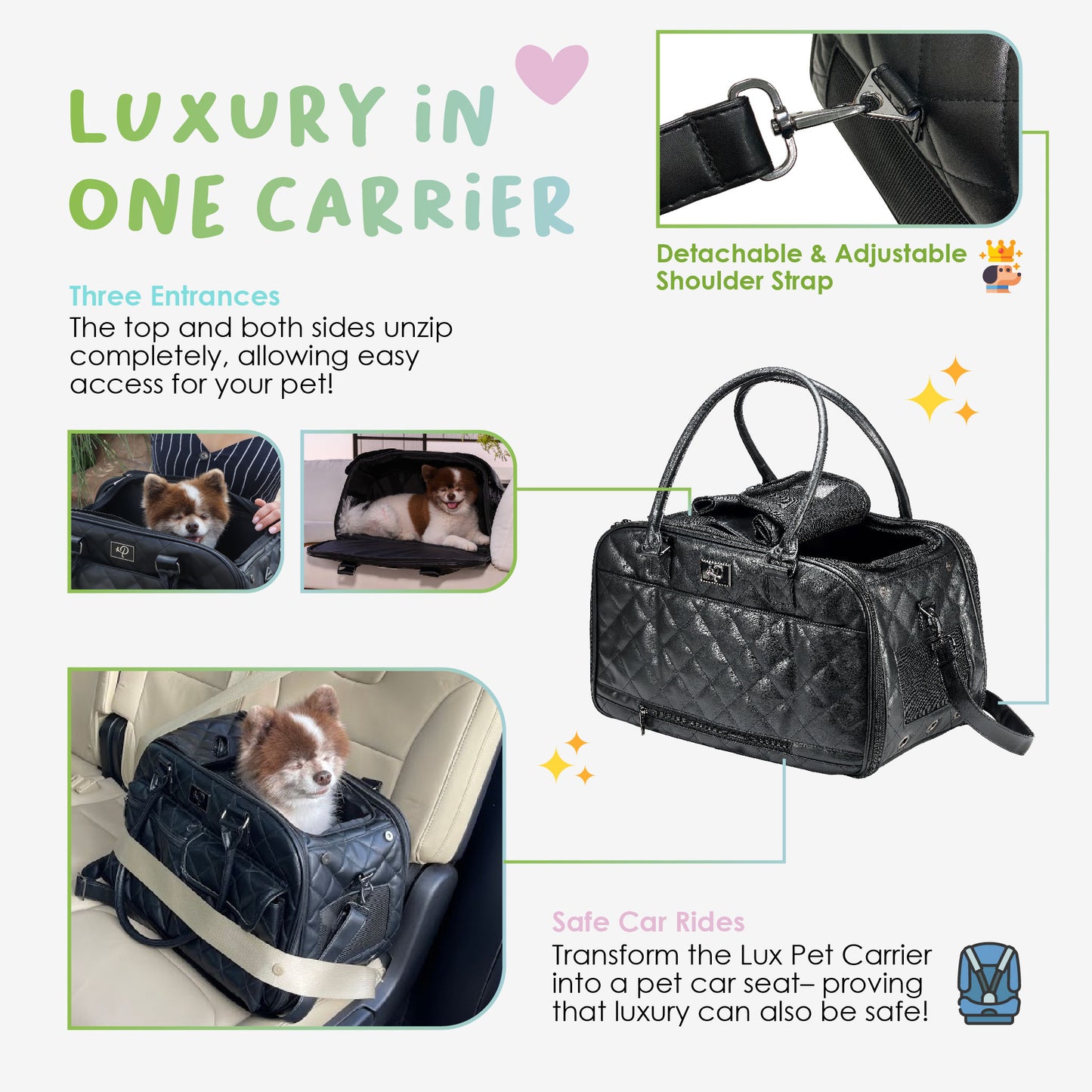 luxurious pet carrier in black