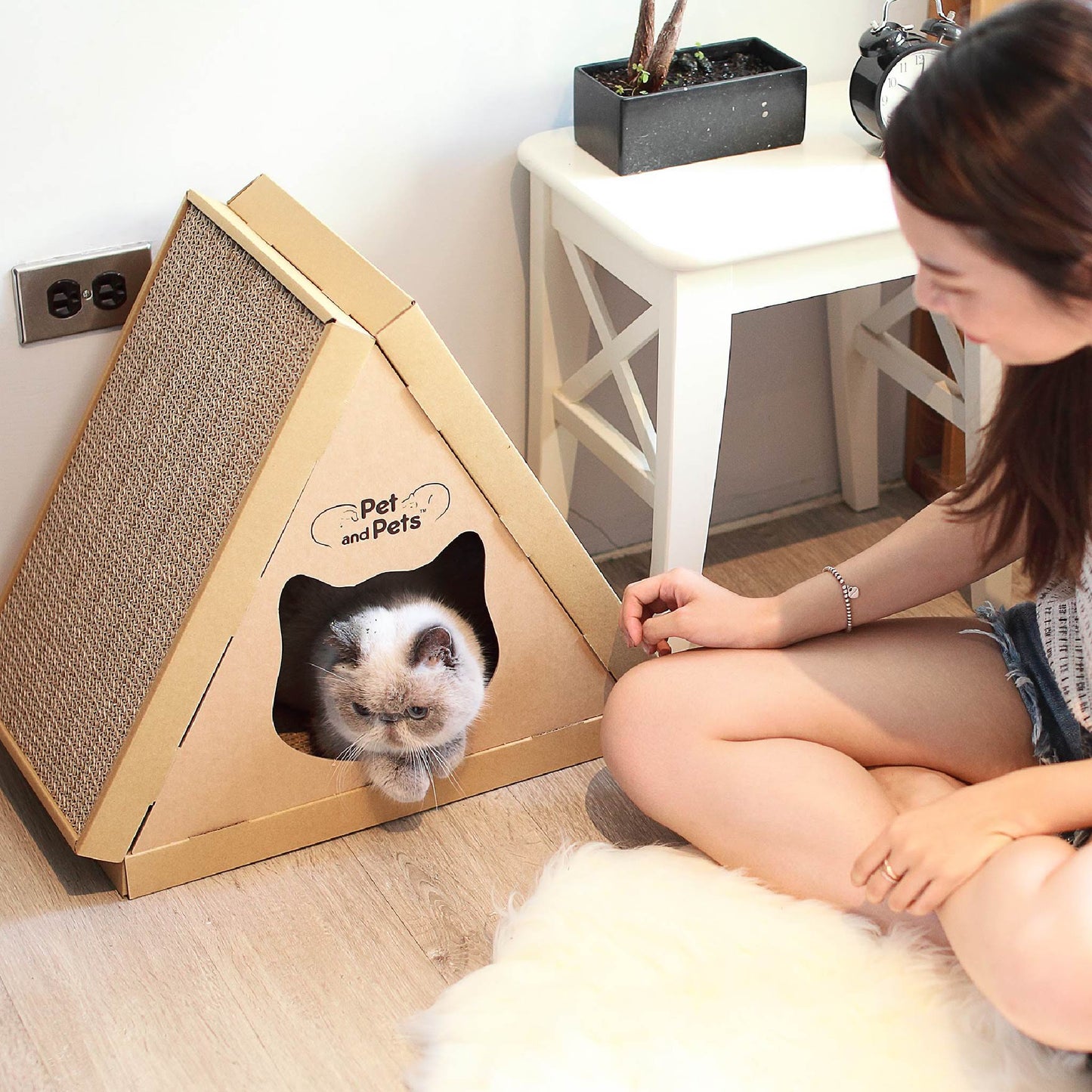 Tippy Peak Eco Pet House: 3 Double-Sided Scratch Boards, 100% Eco-Friendly, Non-Toxic, Sturdy, Easy to Build, Sustainable, Safe if Ingested, No Formaldehyde, Biodegradable, Compostable, for Cats, Bunnies & Small Animals