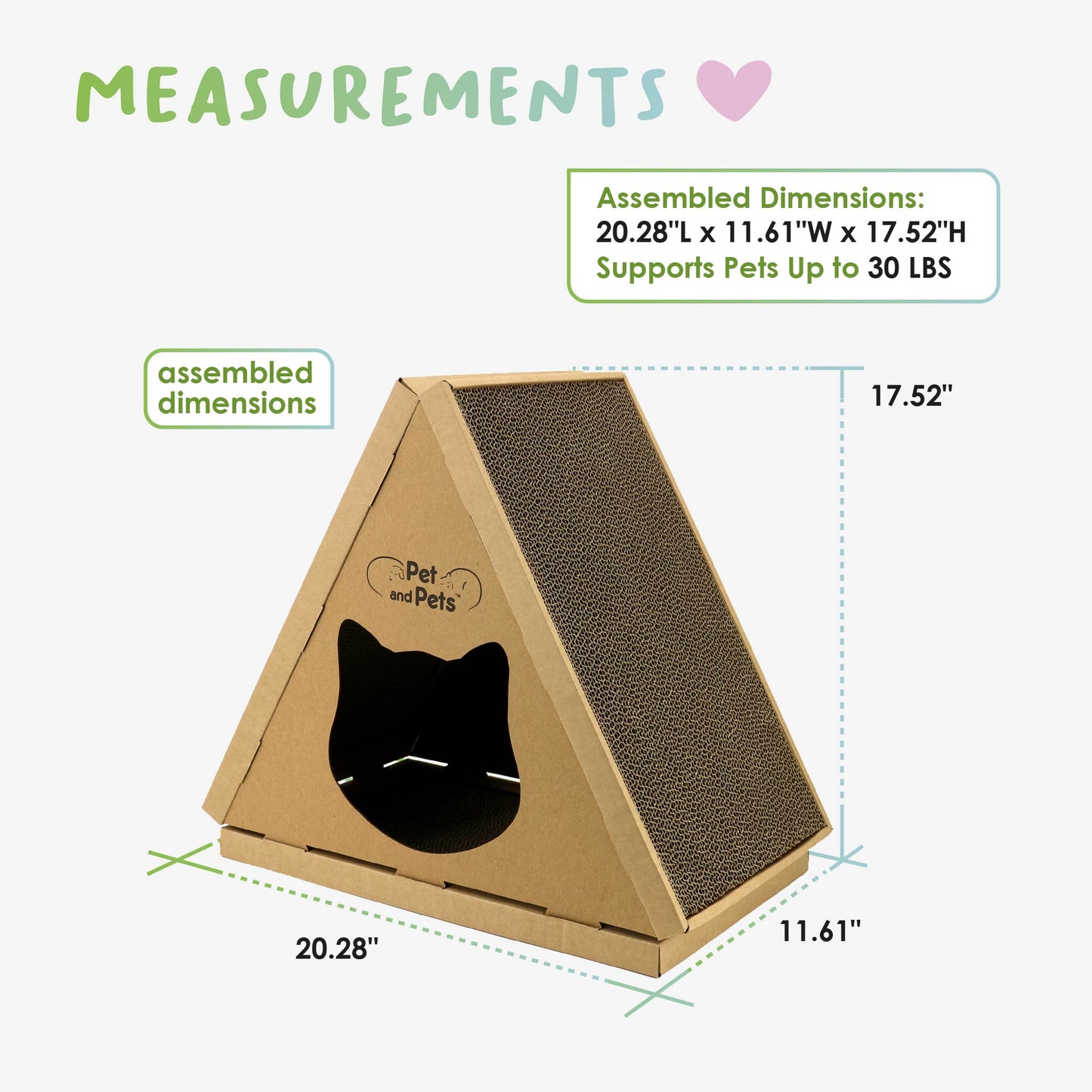 Tippy Peak Eco Pet House: 3 Double-Sided Scratch Boards, 100% Eco-Friendly, Non-Toxic, Sturdy, Easy to Build, Sustainable, Safe if Ingested, No Formaldehyde, Biodegradable, Compostable, for Cats, Bunnies & Small Animals