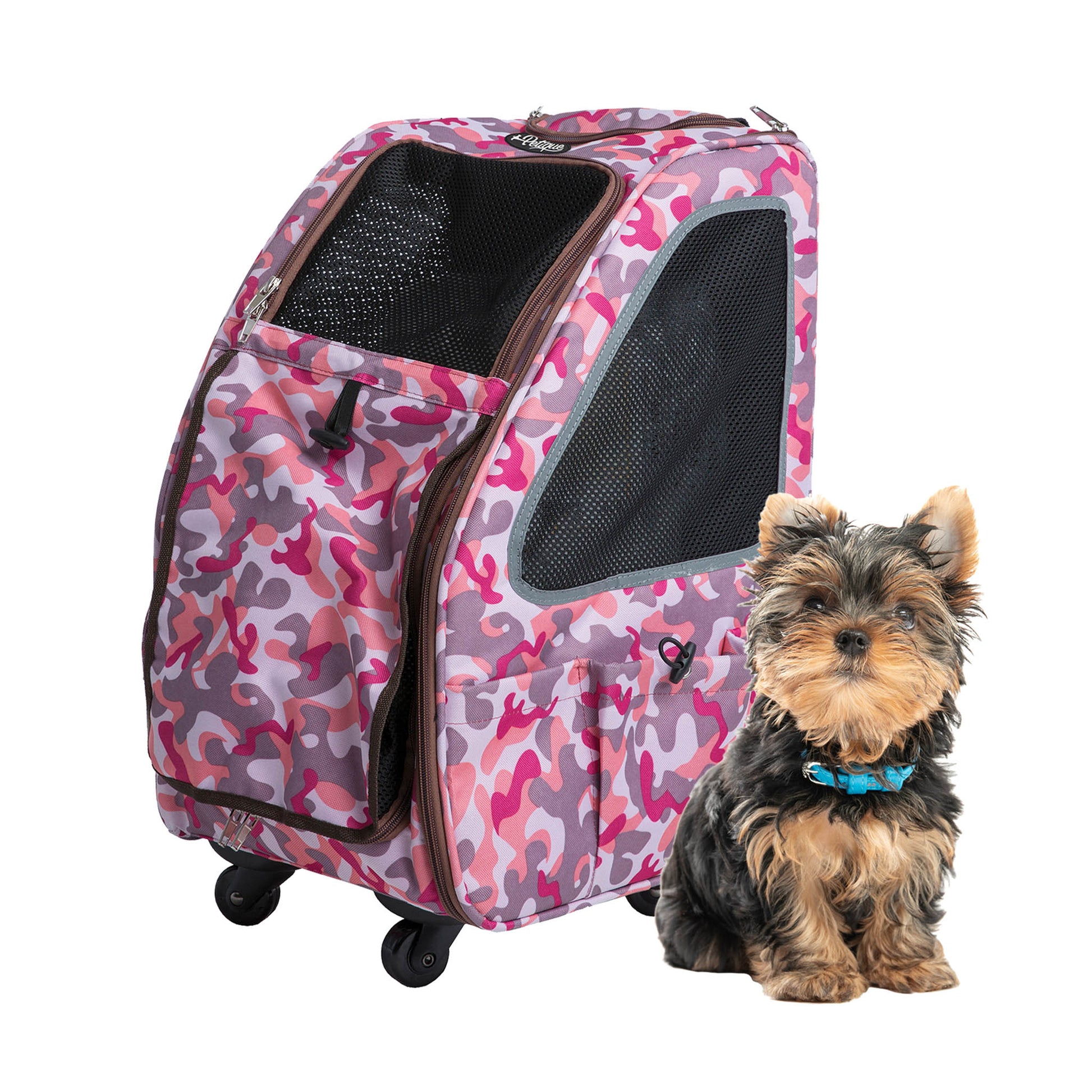 5-in-1 pink camo pet carrier