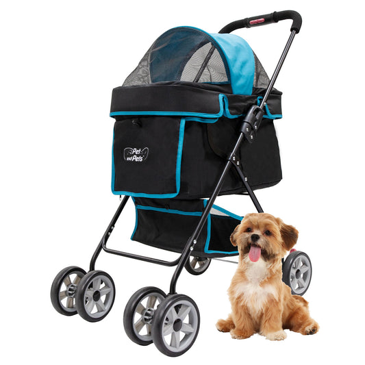 turquoise swift pet stroller with dog