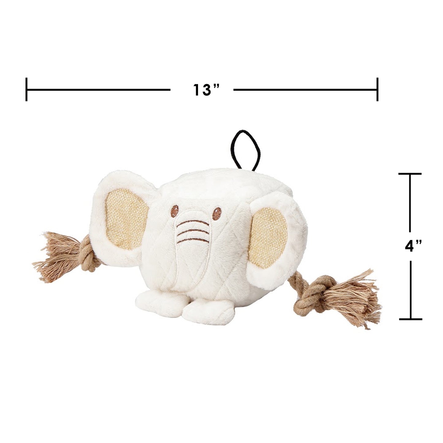 Cute Chunky Elephant Dog Toy: Fun Squeaker & Hemp Rope, Mentally & Physically Stimulates Pets, Cute Block Head with Stuffing & Squeaker, Tough Hemp for Chewing & Fetching, Non-Toxic, Cleans Teeth, Variety of Textures, for Pets