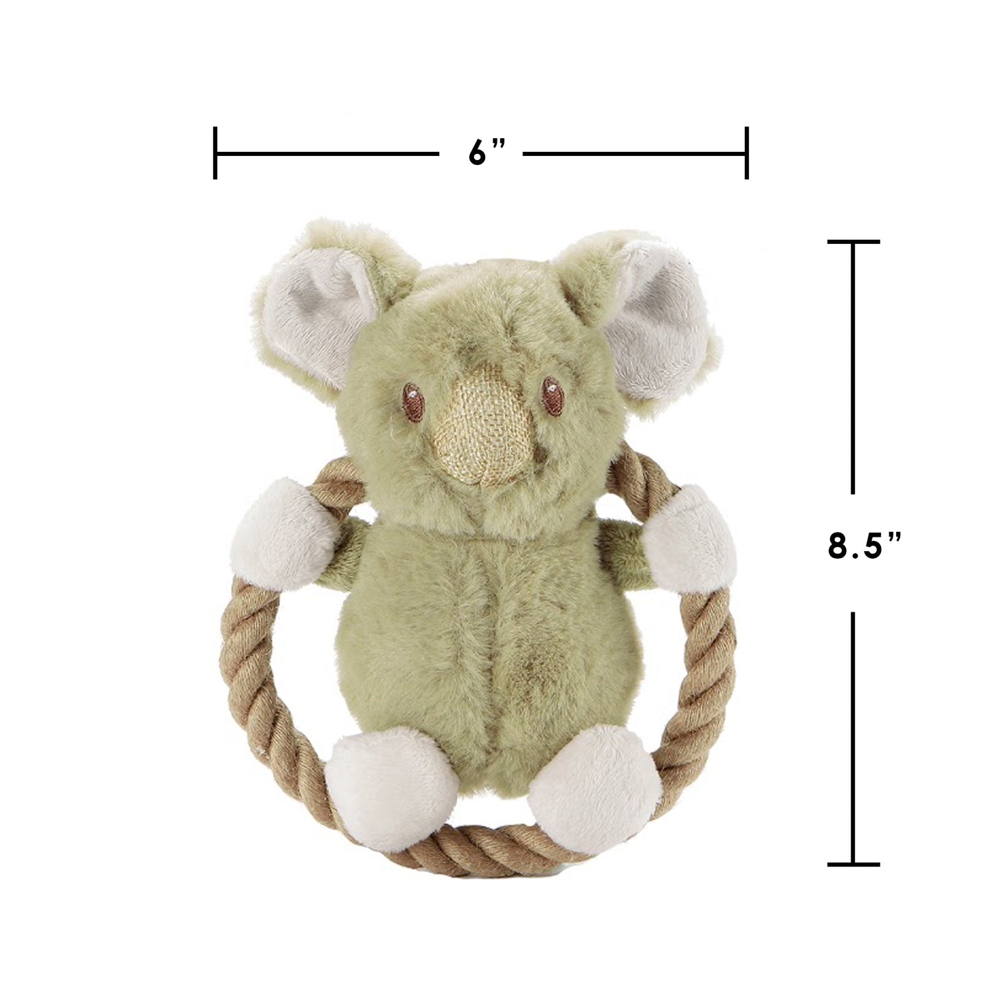 Hula Hemp Rope Koala Dog Toy: Fun Squeaker in Head, Stimulates Pets Mentally & Physically, Tough Hemp Rope for Holding, Fetching, & Tug of War, Non-Toxic, Cleans Teeth, Variety of Textures, for Pets