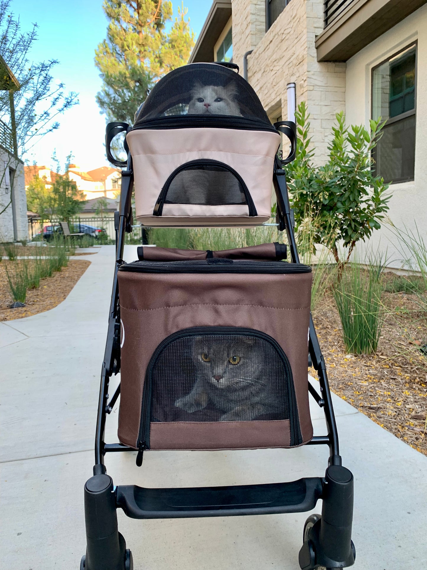 two level pet stroller for cats and dogs