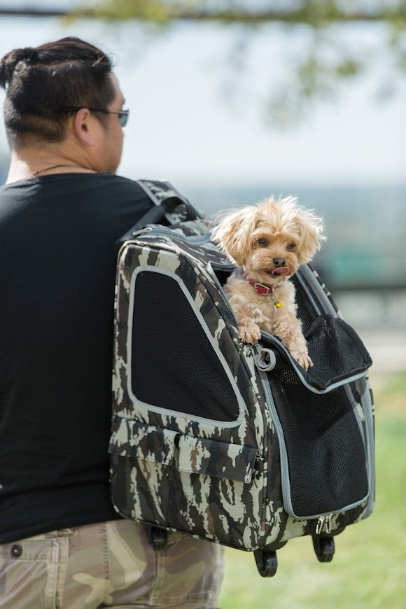 Airline Compliant Pet Carrier, Car Seat & Travel Bag | Includes Leash, Black Camo / Black / Large - Up to 25lbs | ROVERLUND