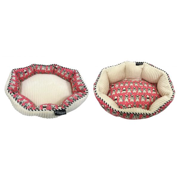 reversible round pet bed sherruff pug 