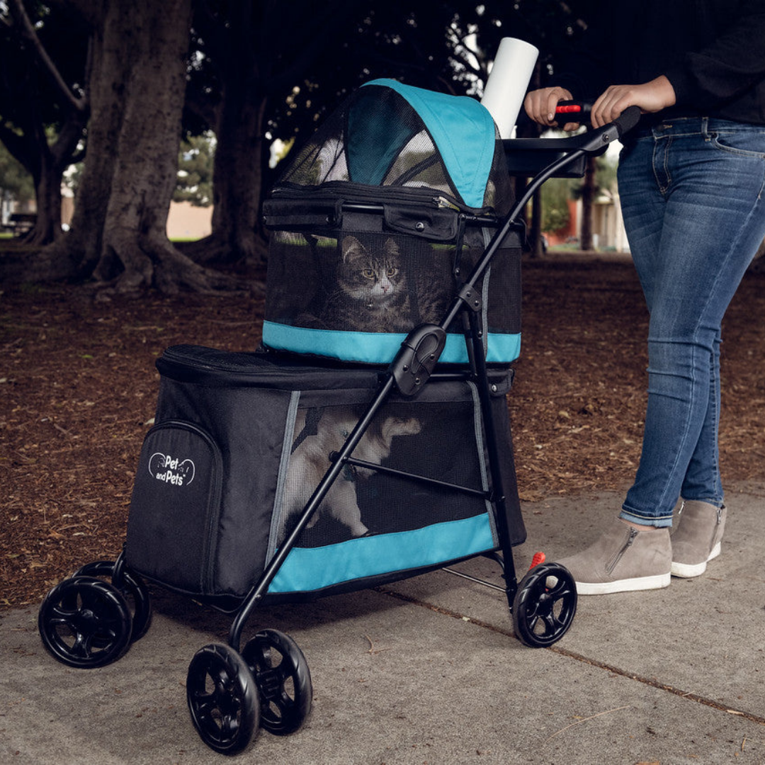 pet stroller for cats and dogs blue