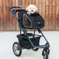 black pet stroller with carrier