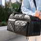 sleek black pet carrier