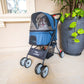Pomeranian in petique blue pet stroller